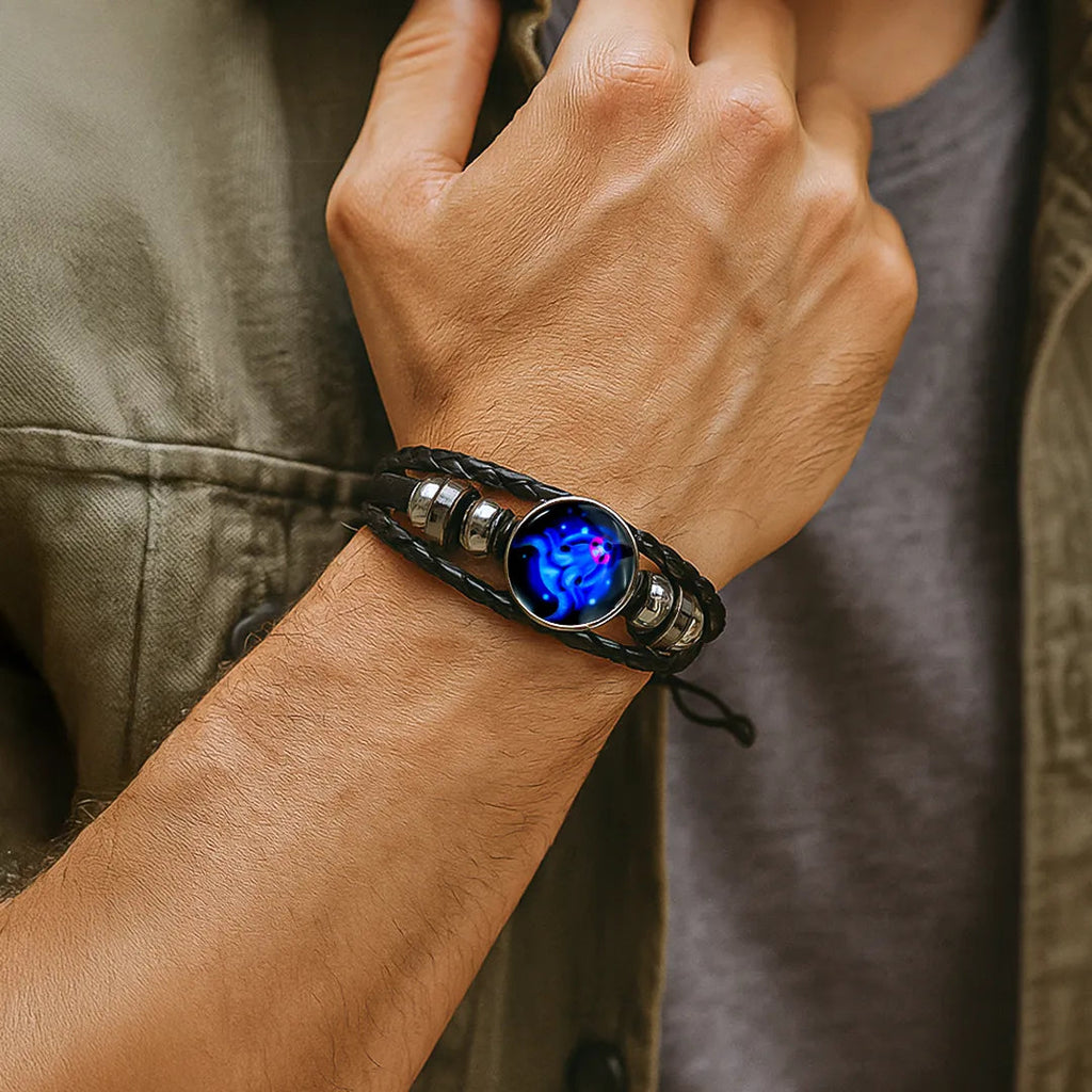 Zodiac Cosmic Leather Bracelet