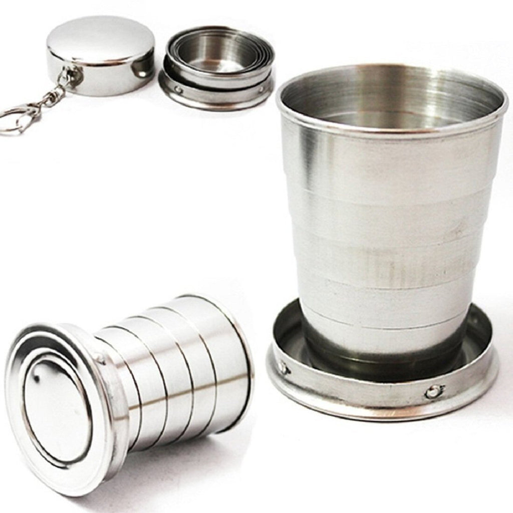 Stainless Steel Collapsible Folding Cup with Keychain