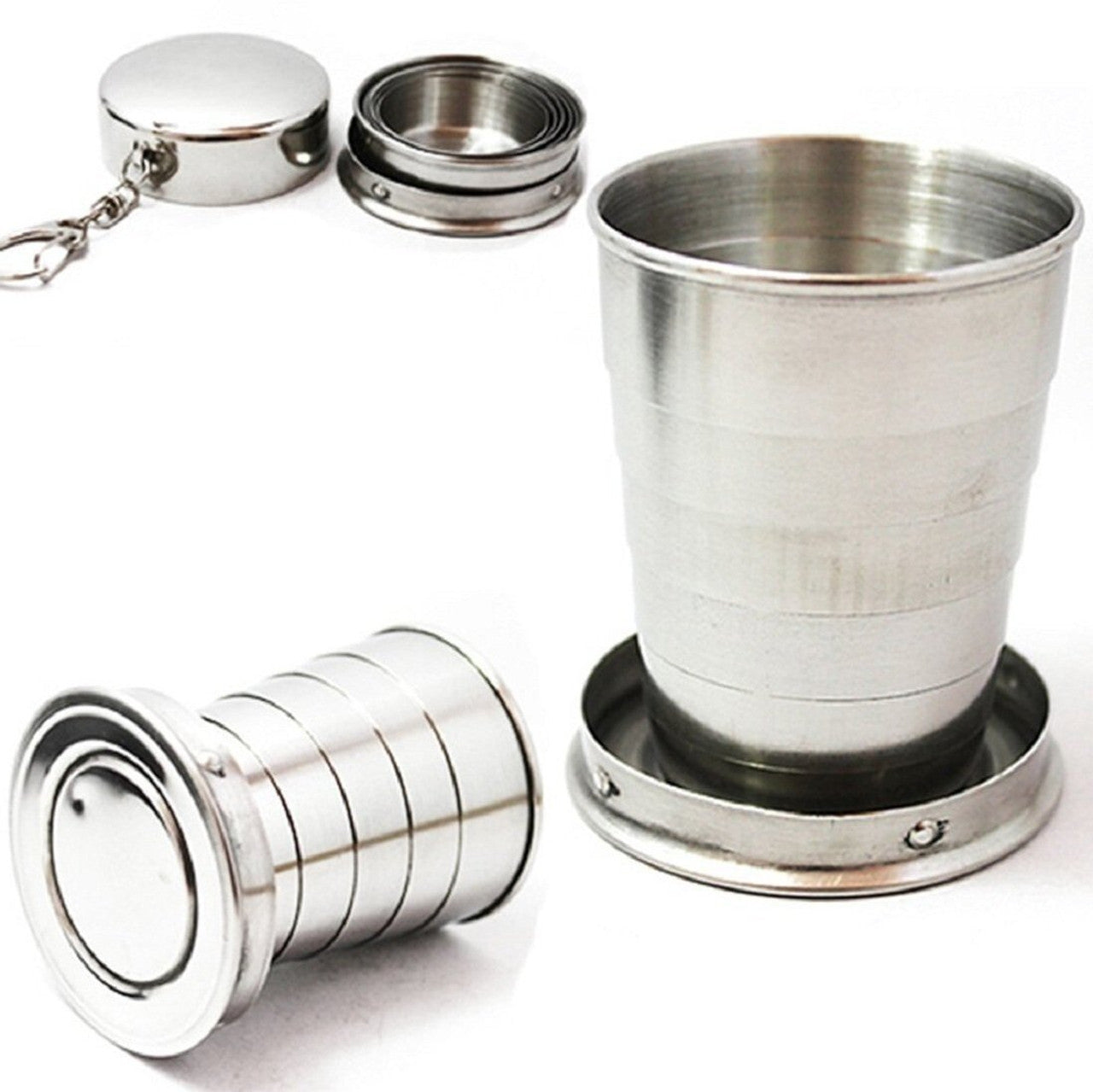 Stainless Steel Collapsible Folding Cup with Keychain